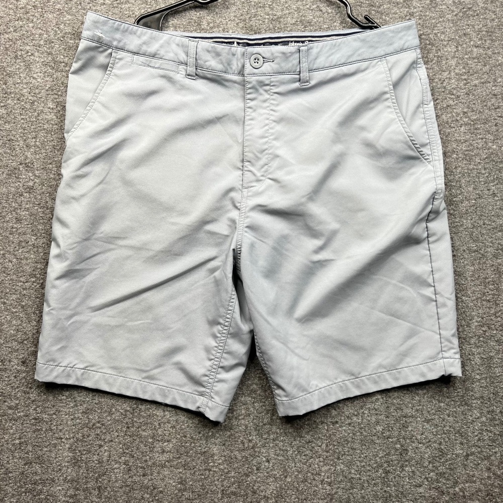 johnnie-O Golf Shorts Mens 36 Gray Performance Stretch Flat Front Casual